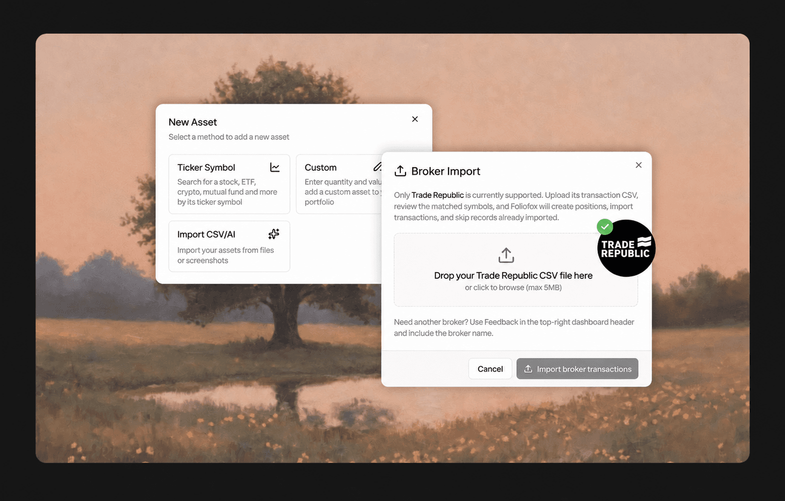 Importing investments into the Foliofox portfolio tracker